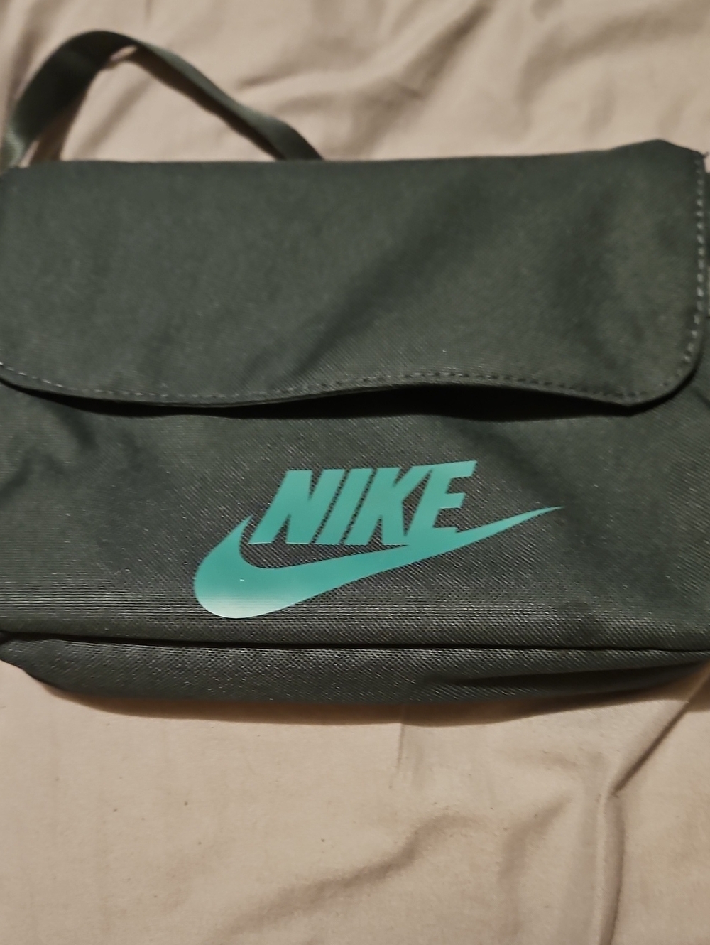 Nike Black Messenger Bag with Teal Logo